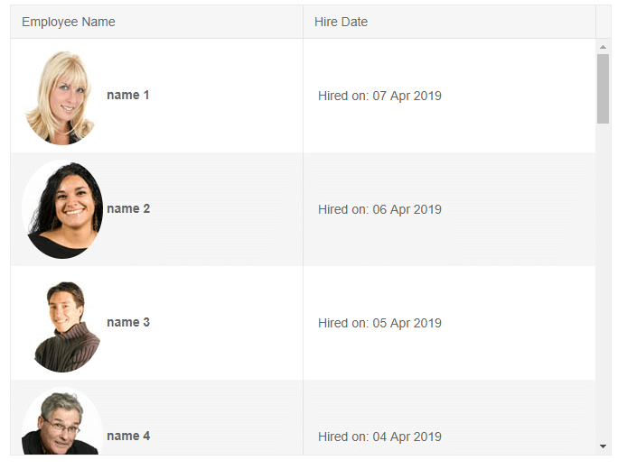 Blazor Grid Row Template